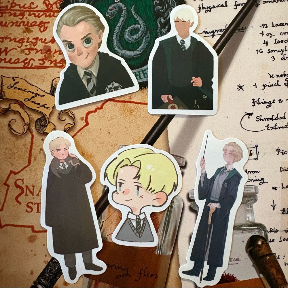Bundle of 5 Draco Malfoy Themed Stickers